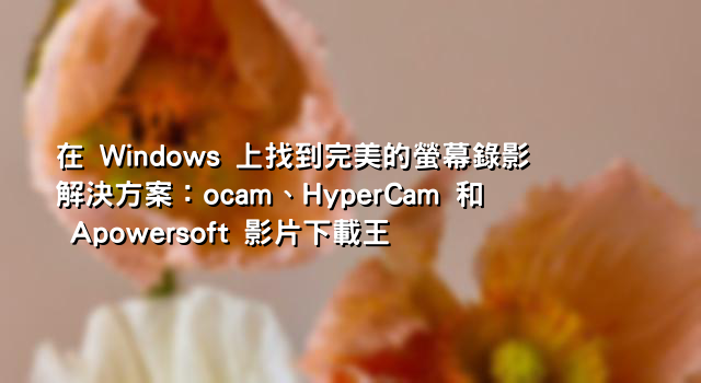在 Windows 上找到完美的螢幕錄影解決方案：ocam、HyperCam 和 Apowersoft 影片下載王
